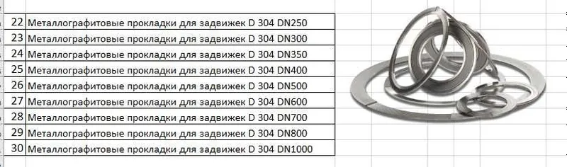 Металлографитовые прокладки для задвижек D 304