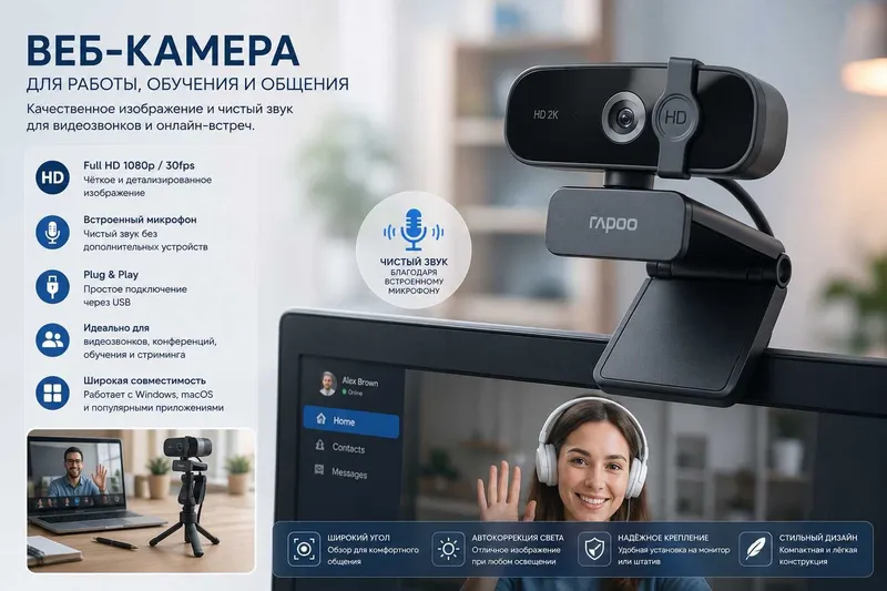 Logitech | Rapoo | Веб камера | ВКС камера | Оптом цене | Veb kamera | — фото 1