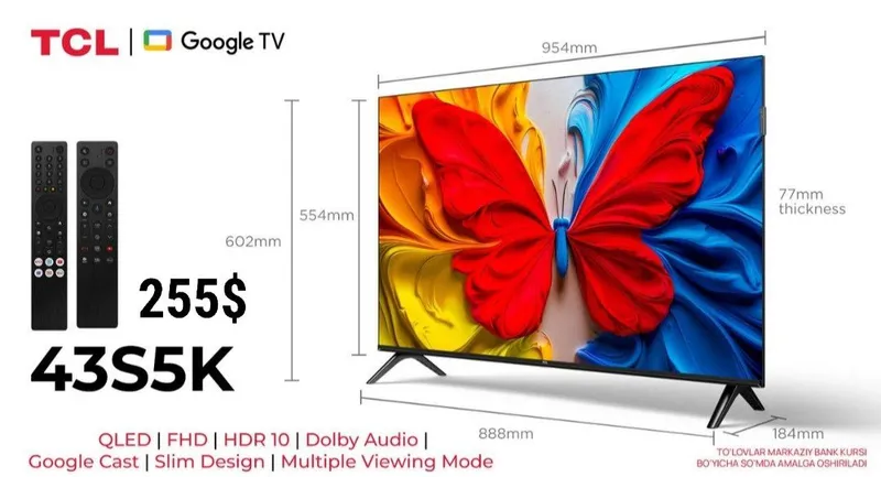 Телевизор 43" Smart QLED/TCL/GOOGLE TV телевизор Телевизор 43" Smart QLED/TCL/GOOGLE TV телевизор