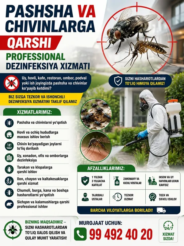 Dezinfeksiya pashsha Dezinfeksiya chivin
