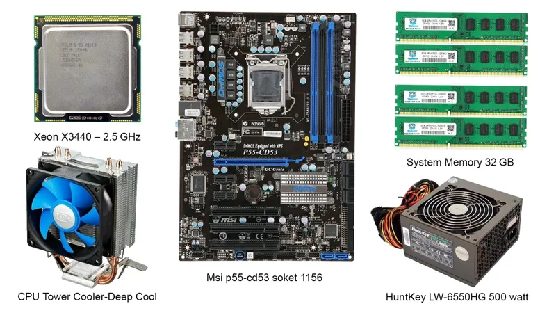 Xeon x3440 Ram 32gb Psu huntkey 500w sotiladi