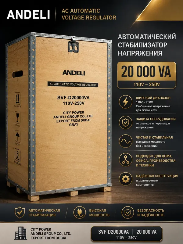 ПРОДАЁТСЯ СТАБИЛИЗАТОР НАПРЯЖЕНИЯ ANDELI 20 kVA