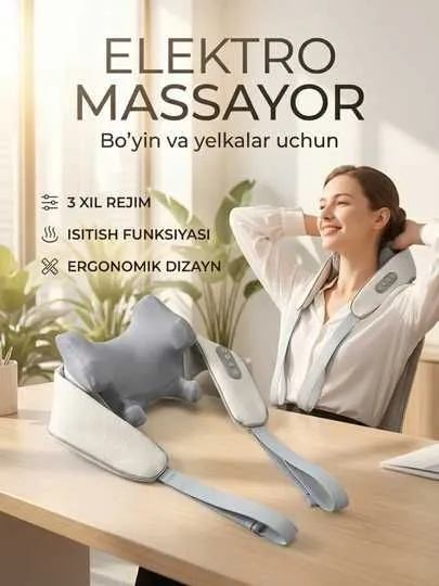 Bo‘yin yelka MASSAJOR isitish funksiyali 3 rejimli uy va ofis uchun — фото 1 Bo‘yin yelka MASSAJOR isitish funksiyali 3 rejimli uy va ofis uchun — фото 1