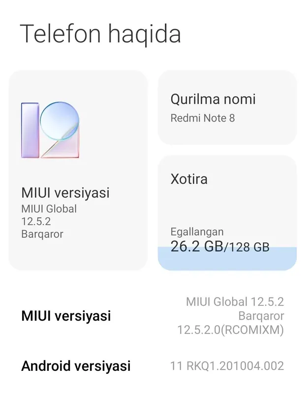 Redmi note 8 Holati ideal 3