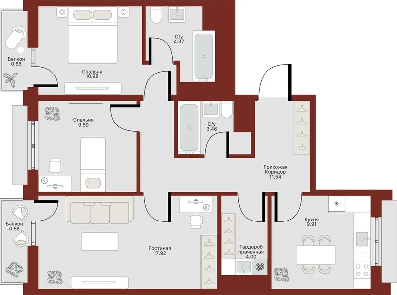 3-комнатная квартира, 73 м², Мирзо Улугбек 2 3-комнатная квартира, 73 м², Мирзо Улугбек 2