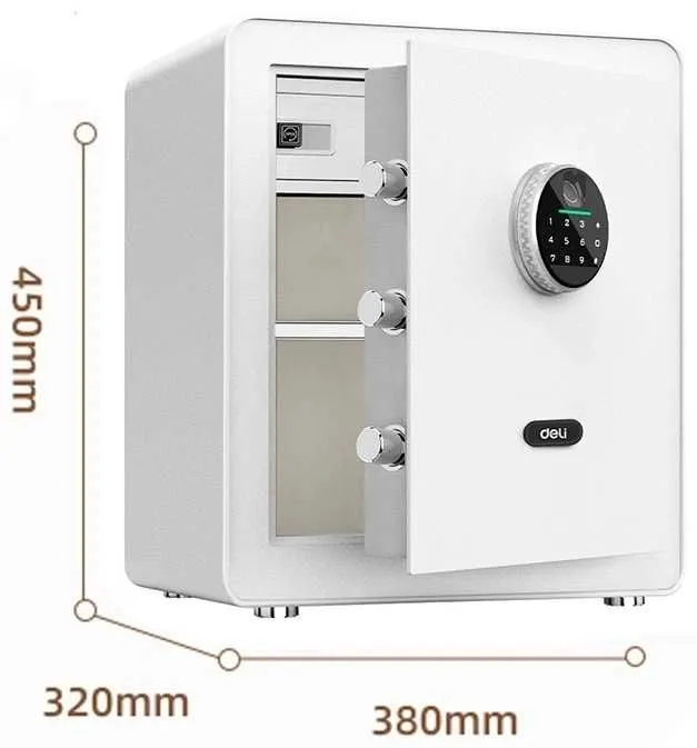 Deli ET634 seyf, biometrik + elektron kod + kalit 450x380x320, 20 kg 2 Deli ET634 seyf, biometrik + elektron kod + kalit 450x380x320, 20 kg 2