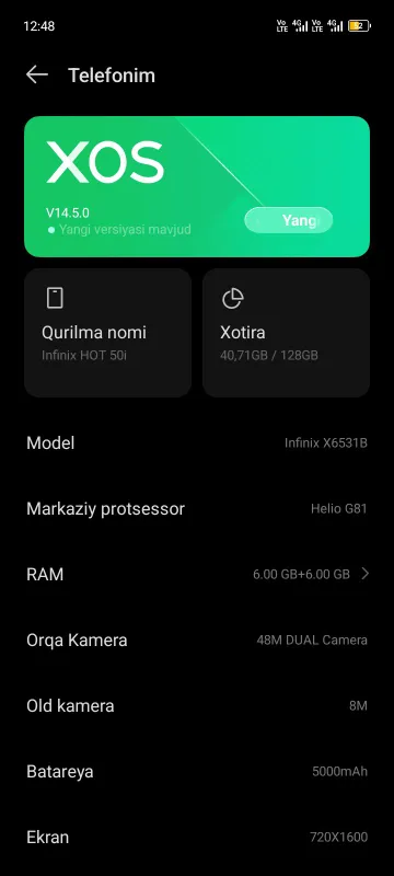 telefon hamma malumot rasmda qoyilgan narx 1Mln 1
