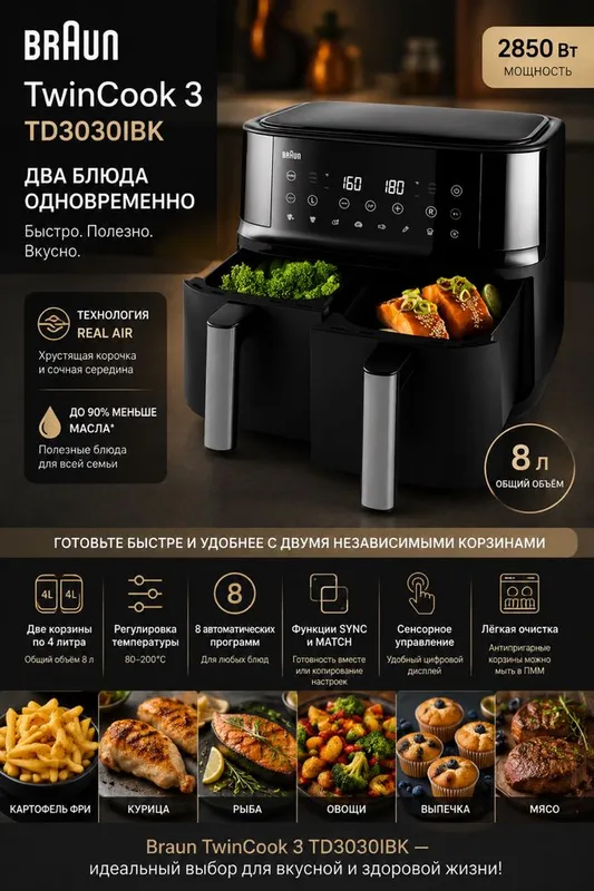 Аэрогриль Braun TD3030IBK Аэрогриль Braun TD3030IBK