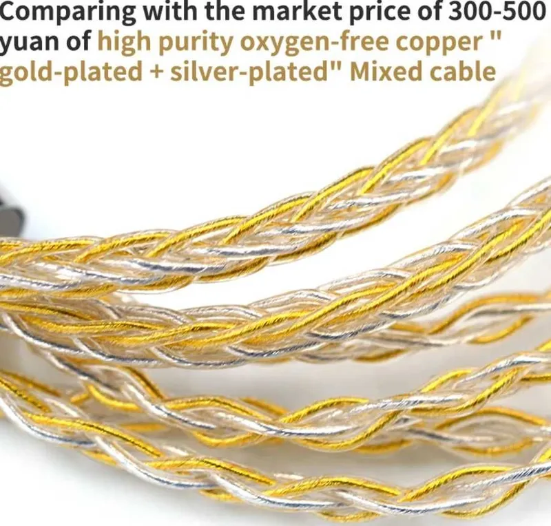 Новый запечатанный 8жил Gold Silver Mixed кабель для наушников KZ и др — фото 5