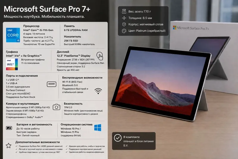 Планшет на Windows 10-11 Surface Pro 7+ plus i5-11gen 8gb 128-256 ssd 1 Планшет на Windows 10-11 Surface Pro 7+ plus i5-11gen 8gb 128-256 ssd 1