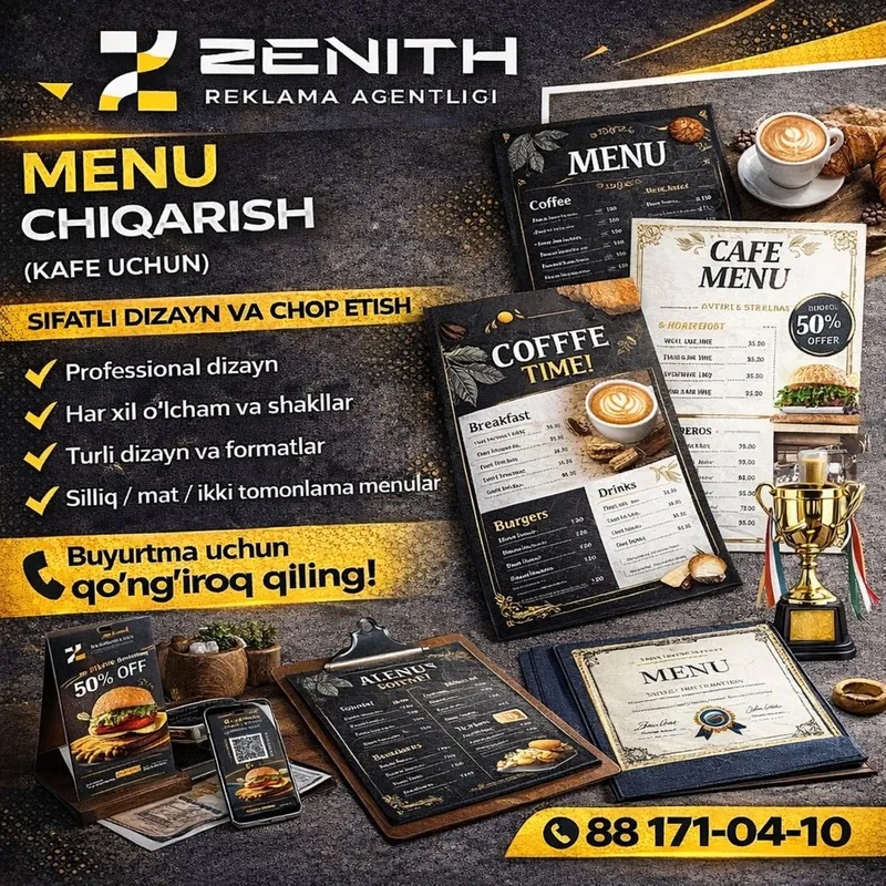 Menu chiqarish | Dizayn qilish