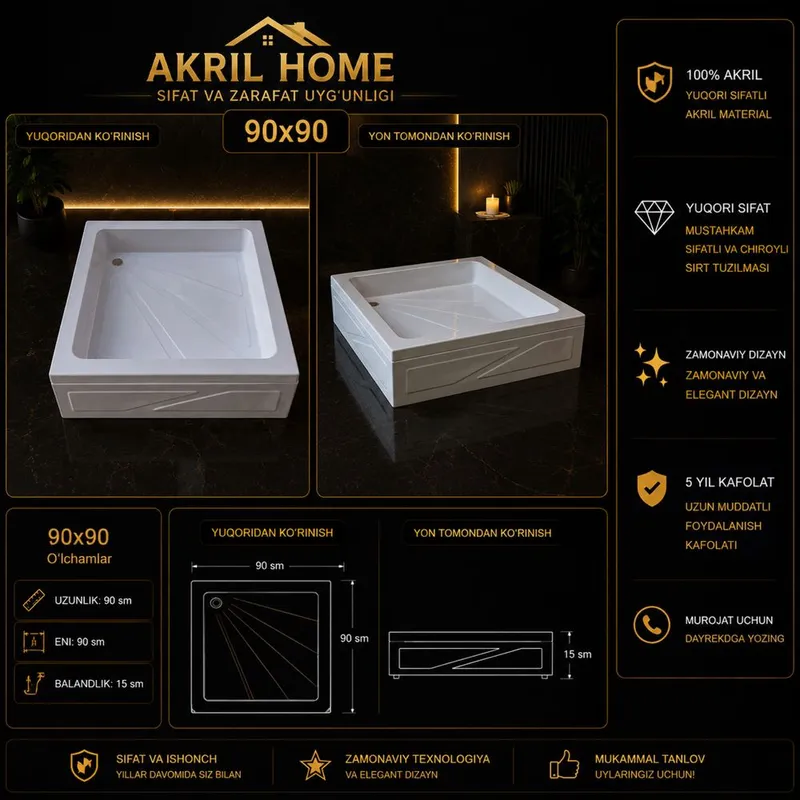 Vanna akril 90x90 квадрат 1 Vanna akril 90x90 квадрат 1