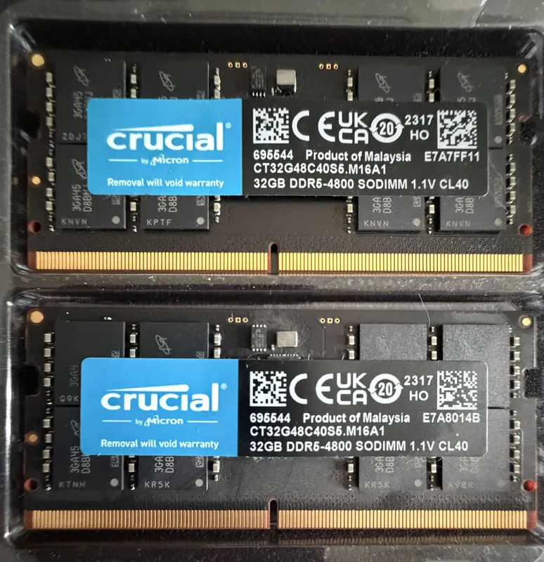 Crucial 64GB DDR5 RAM Kit (2x32GB), 4800MHz CL40
