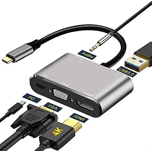 Type c > hdmi, vga , usb 3.0 , type c 4 port,macbook,переходник — фото 4