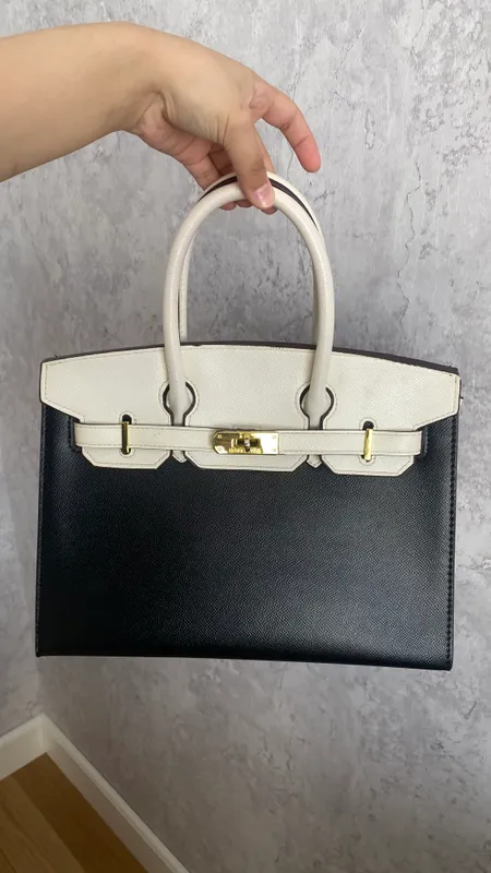 Сумка Hermes эко кожа черно белая