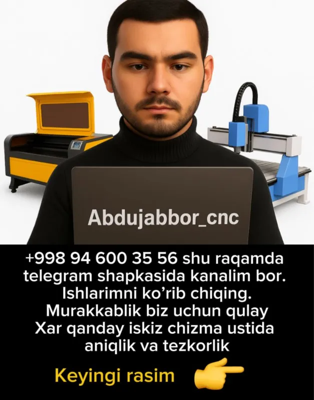 Lazer Rover usluga xizmati va dizayn xizmati (mdf kesish oyish cnc sns — фото 1
