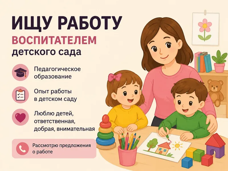 Ищу работу воспитателем в детском саду Ищу работу воспитателем в детском саду