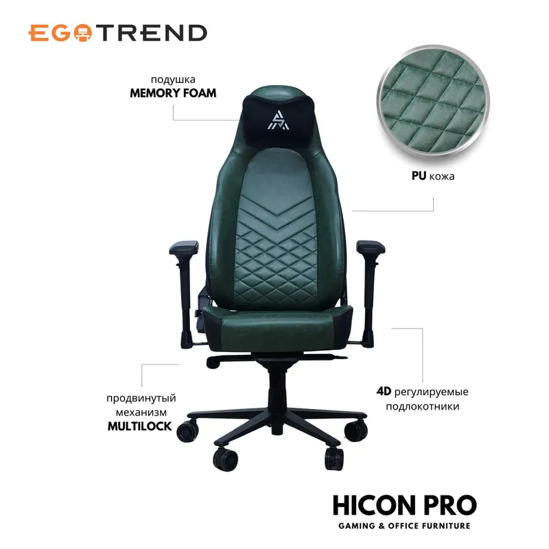 Игровое геймерское и офисное кресло HICON PRO — фото 3