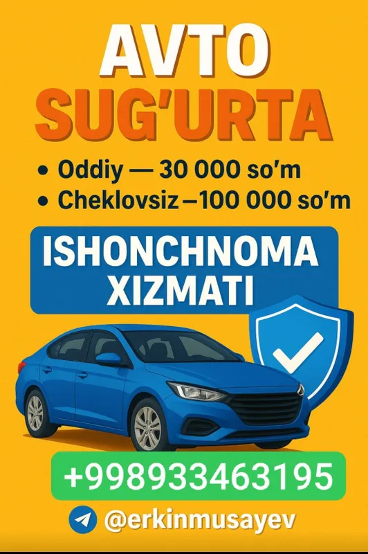 AvtoSug'urta Sugurta, doverennost, davernost, ishonchnoma