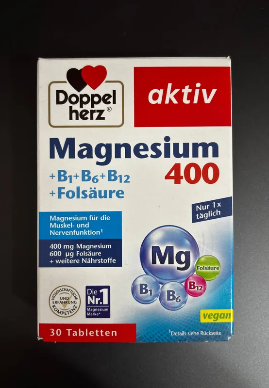 Magniy Doppelherz Magnesium 400 + B1 B6 B12, 30 dona Magniy Doppelherz Magnesium 400 + B1 B6 B12, 30 dona