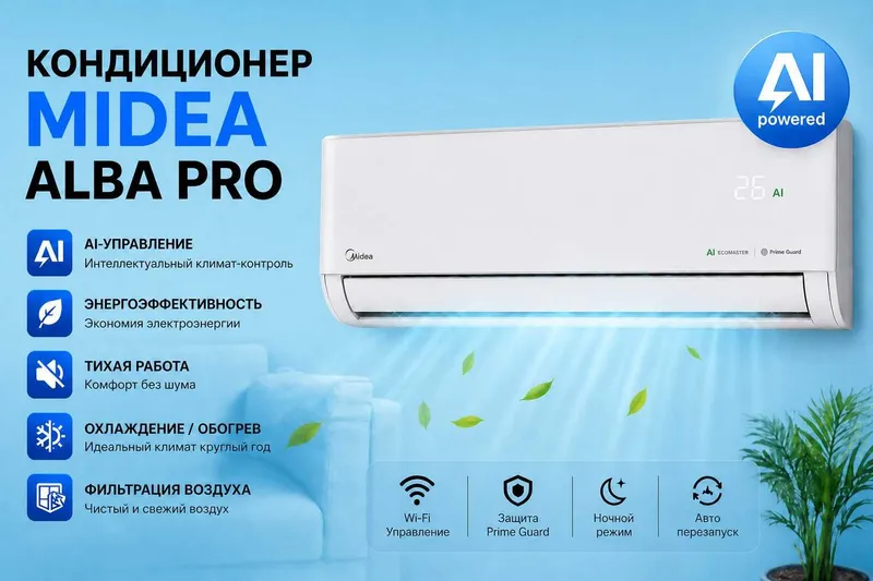 Кондиционер MIDEA модель ALBA Pro - 9,000 Btu / Inverter / Новинка !