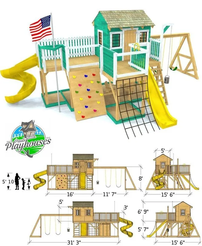 Детская площадка горка аттракцион болалар майдони домик качели swings — фото 6