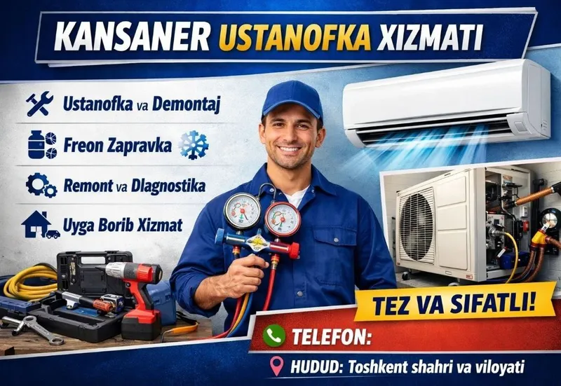 Kansaner ustanofka, remont va freon quyish xizmati Kansaner ustanofka, remont va freon quyish xizmati