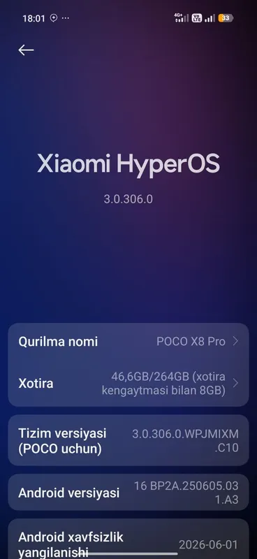 Poco x8 pro 8+8/264GB yangi 2 Poco x8 pro 8+8/264GB yangi 2