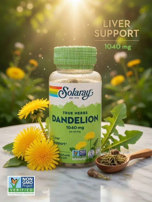 Одуванчик True Herbs Dandelion, Solaray 1040 мг(520мг на капсулу) 100 Одуванчик True Herbs Dandelion, Solaray 1040 мг(520мг на капсулу) 100