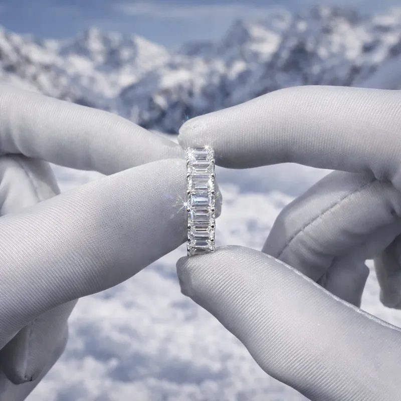 Claw Set Emerald Cut Eternity Ring Кольцо Uzug 3