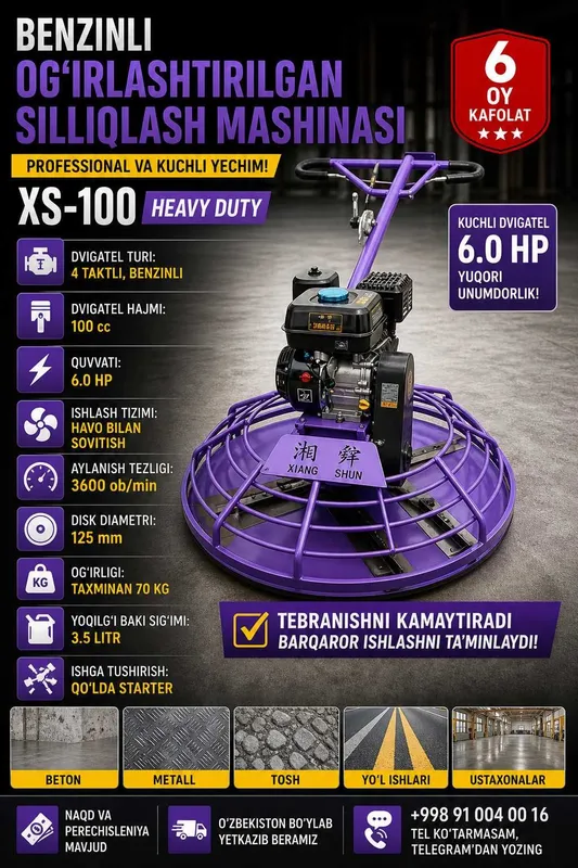 Benzinli og‘irlashtirilgan siliqlash mashina XS-100 HeavyDuty вертолёт
