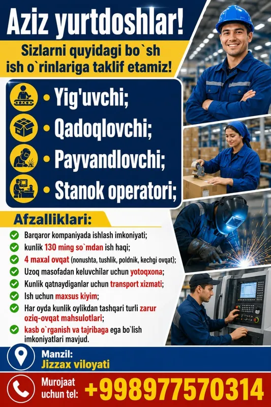 kunlik ish bor