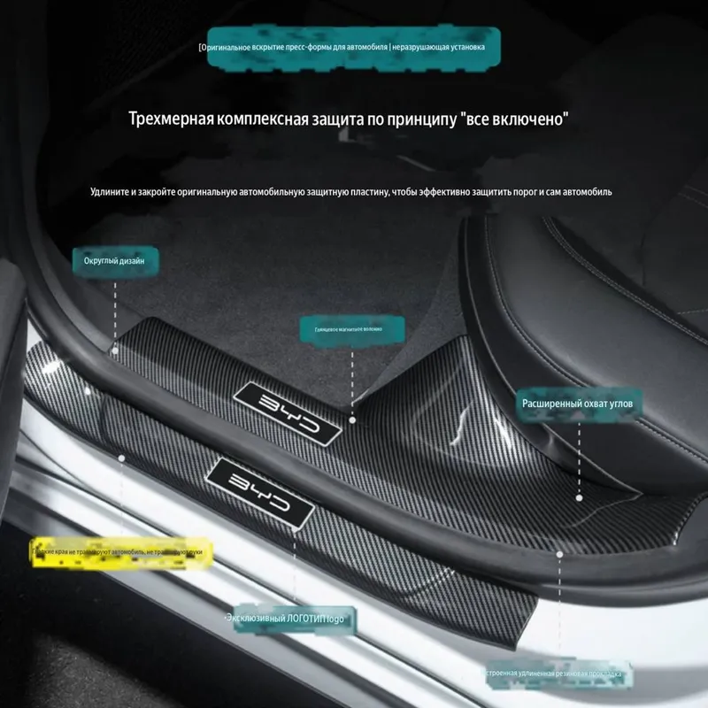 Карбоновые накладки на пороги BYD Chazor (8 частей) 2 Карбоновые накладки на пороги BYD Chazor (8 частей) 2