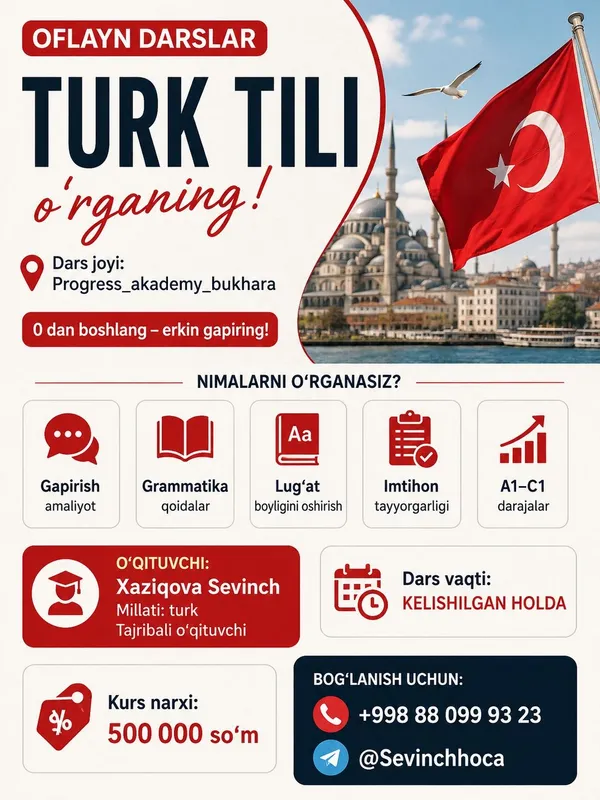 Oflayn turk tili darslariga qabul! 1 Oflayn turk tili darslariga qabul! 1