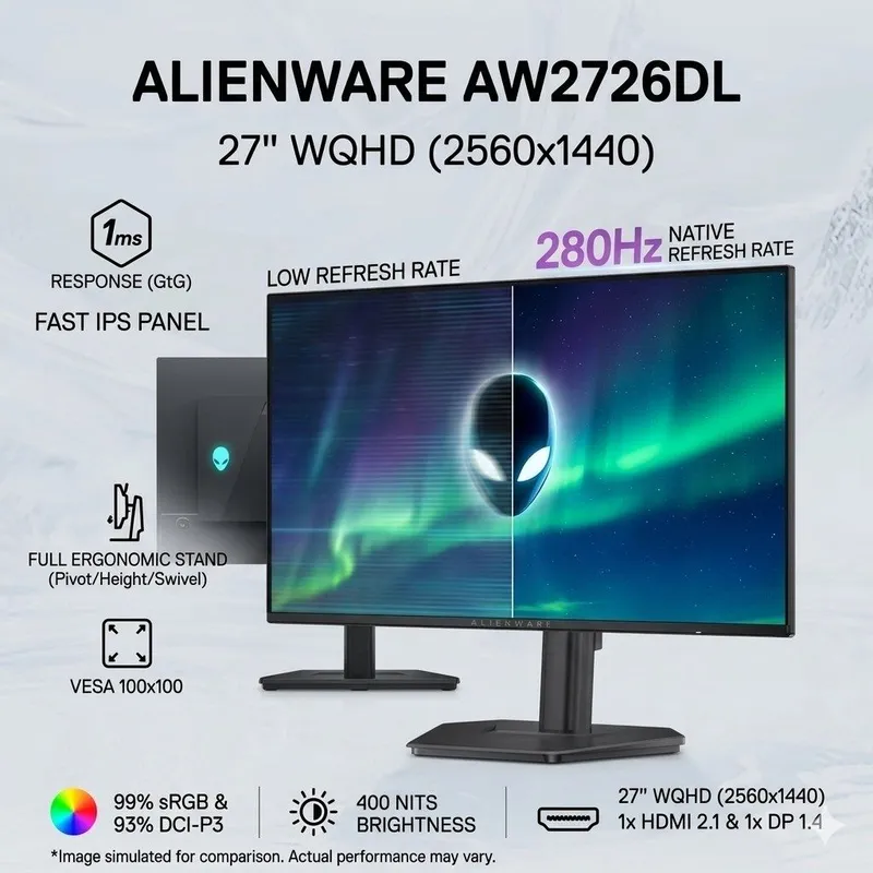 [Monitor] Dell Alienware 27 2K 280HZ Dell Alienware AW2726DL | 27"