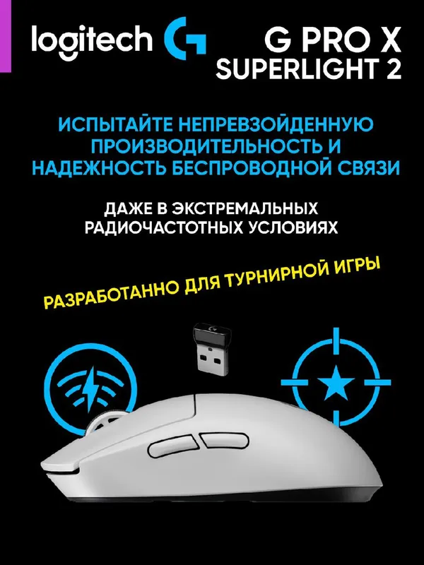 Игровая беспроводная мышка Logitech G Pro X Superlight 2 Lightspeed, белая — фото 2