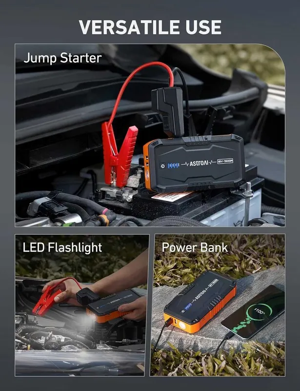 Пусковое зарядное (power bank) устройство Auxito 4000A/2000Lm/7200mAh — фото 4