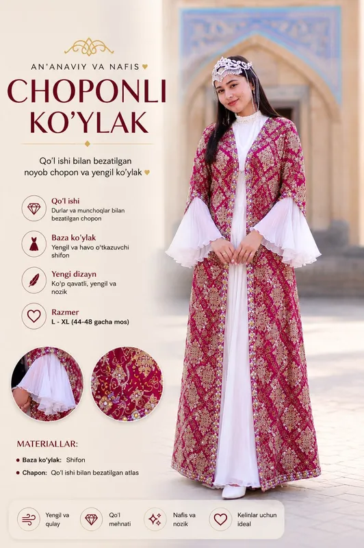 Ansambl (chopon +ko’ylak) kelinlar uchun salomga