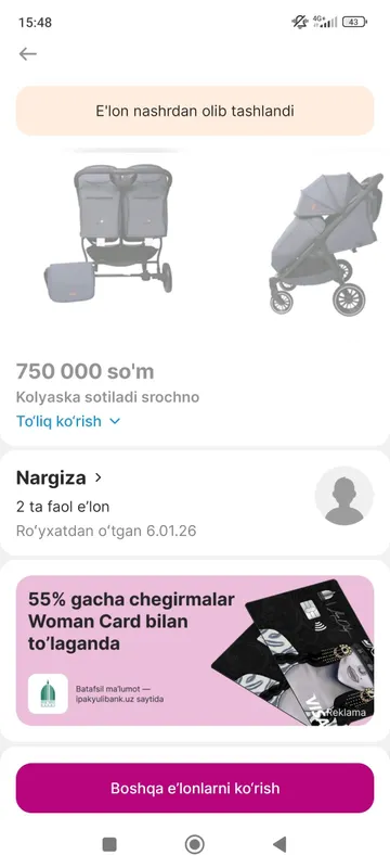 2 tali kolyaska srochna sotiladi 400 ming 5 2 tali kolyaska srochna sotiladi 400 ming 5