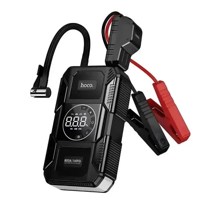 Hoco QS6 Clever — умный автомобильный насос+повербанк 8000mah стартер — фото 2