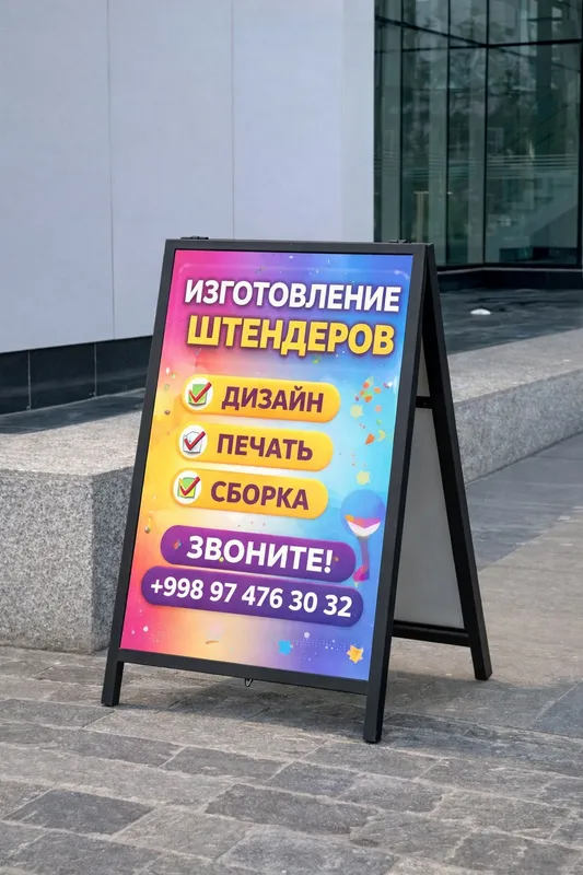Штендеры рекламные на заказ (металл, брус, баннер, алюкабонд)