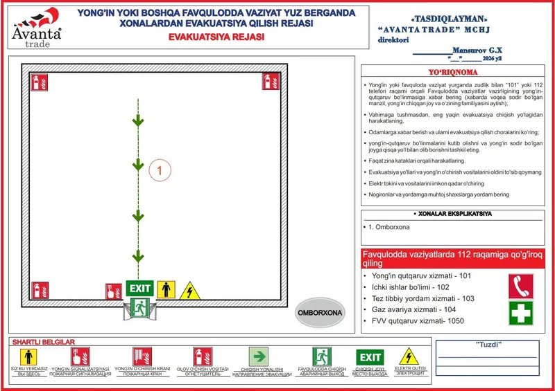 Evakuatsiya rejalari , План евакуатсия 3