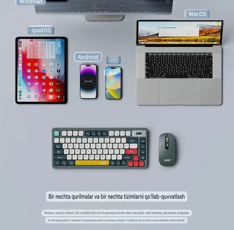 Мембранная клавиатура и мышь Acer (3 вида подключения) — фото 1