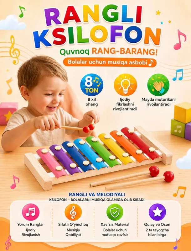 Montessori ksilofon • rivojlantiruvchi o’yinchoq 2
