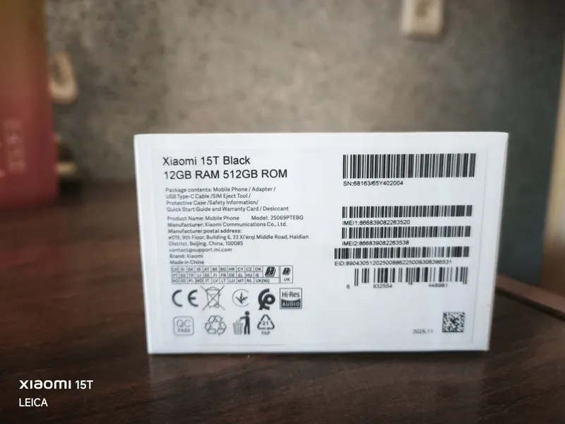 Xiaomi 15t 12+12 ga 512 talik 4