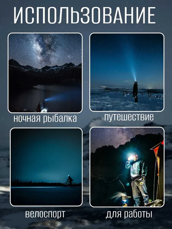 Фонарь налобный, на левое и правое ухо. 6 режимов работы. — фото 5