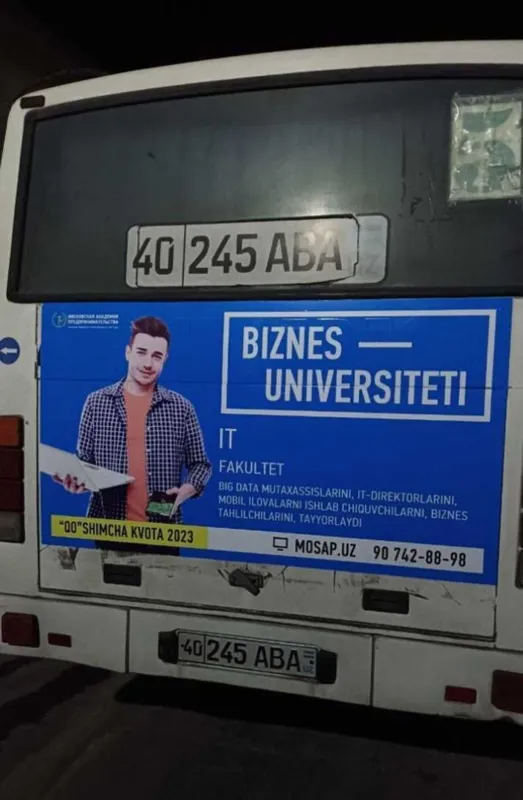 Avtobuslarda reklama Buhoro/Реклама на автобусах/Aвтобусда реклама. — фото 1