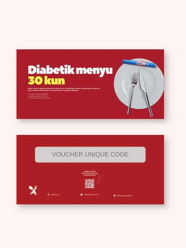 FreeFood Tash Diabet davolash ovqatlanish voucheri 5