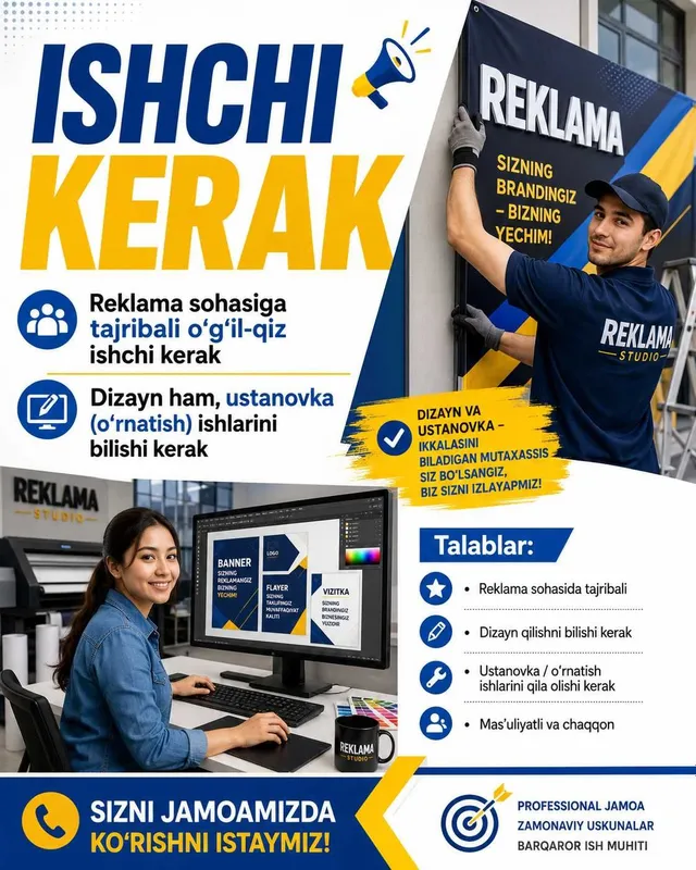 Ishga taklif Reklama soxasiga