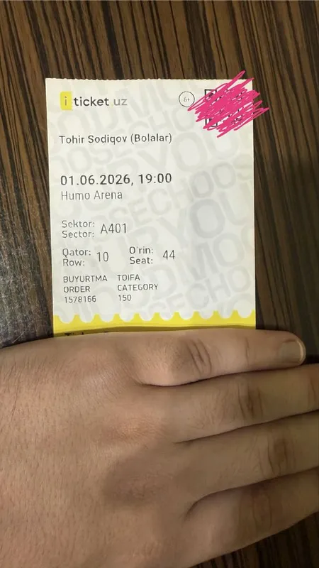 Bilet Tohir Sodiqov sotiladi